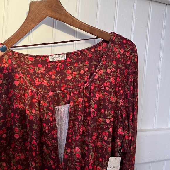 Intimately Free People Kaya Floral Print V-Neck Cutout Bodysuit Size Small Boho - Picture 8 of 9